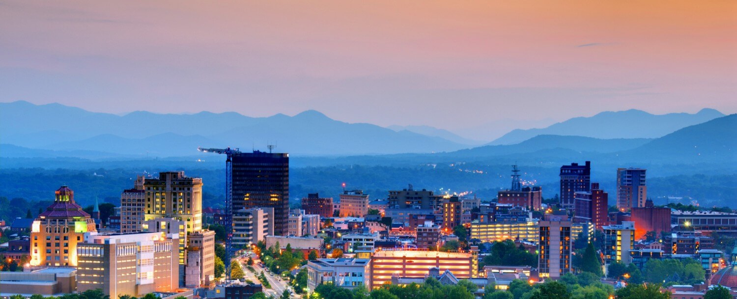 A cityscape view of Asheville, NC: road trips in n.c.