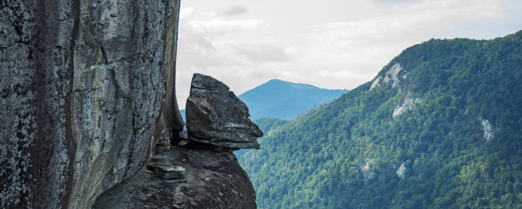Rock on a cloudy day at Chimney Rock State Park