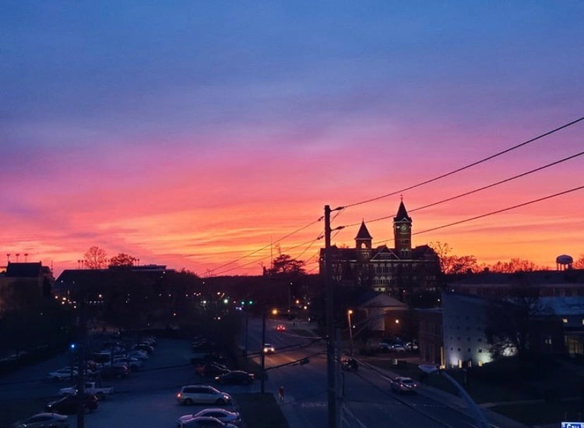 Rooftop bar Auburn AL sunset view at The Collegiate Hotel