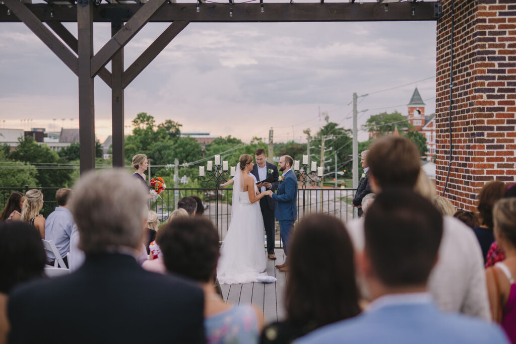 DD + Jason's wedding ceremony on The Collegiate Hotel's rooftop event venue