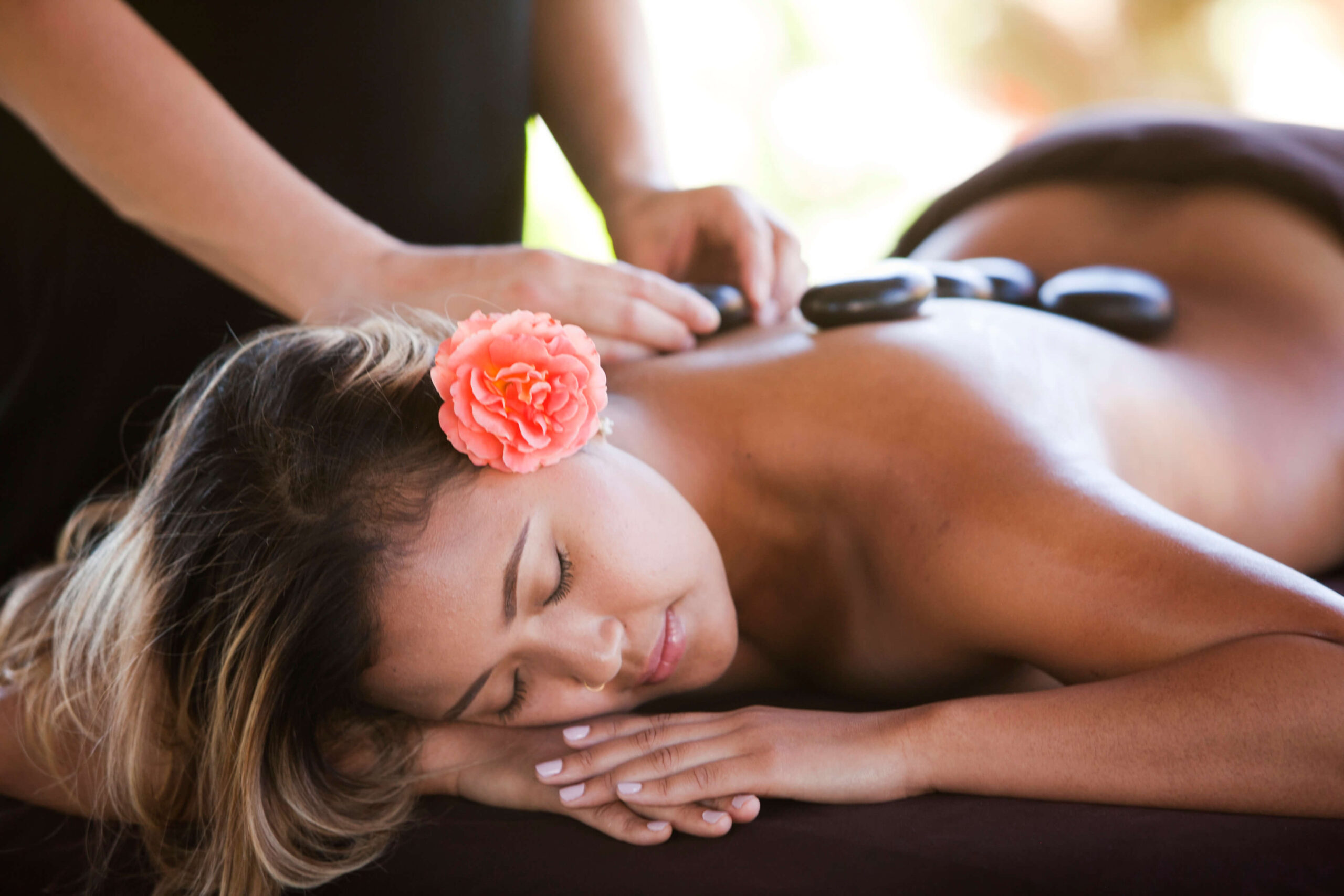 woman receives a massage