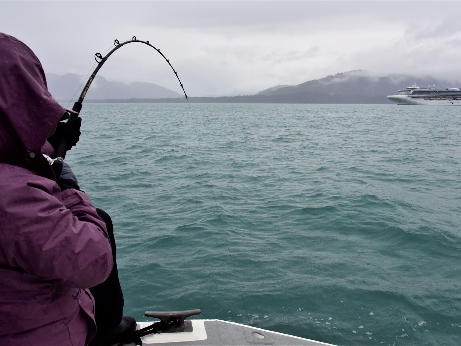 Deep sea fishing off Alaskan coastline