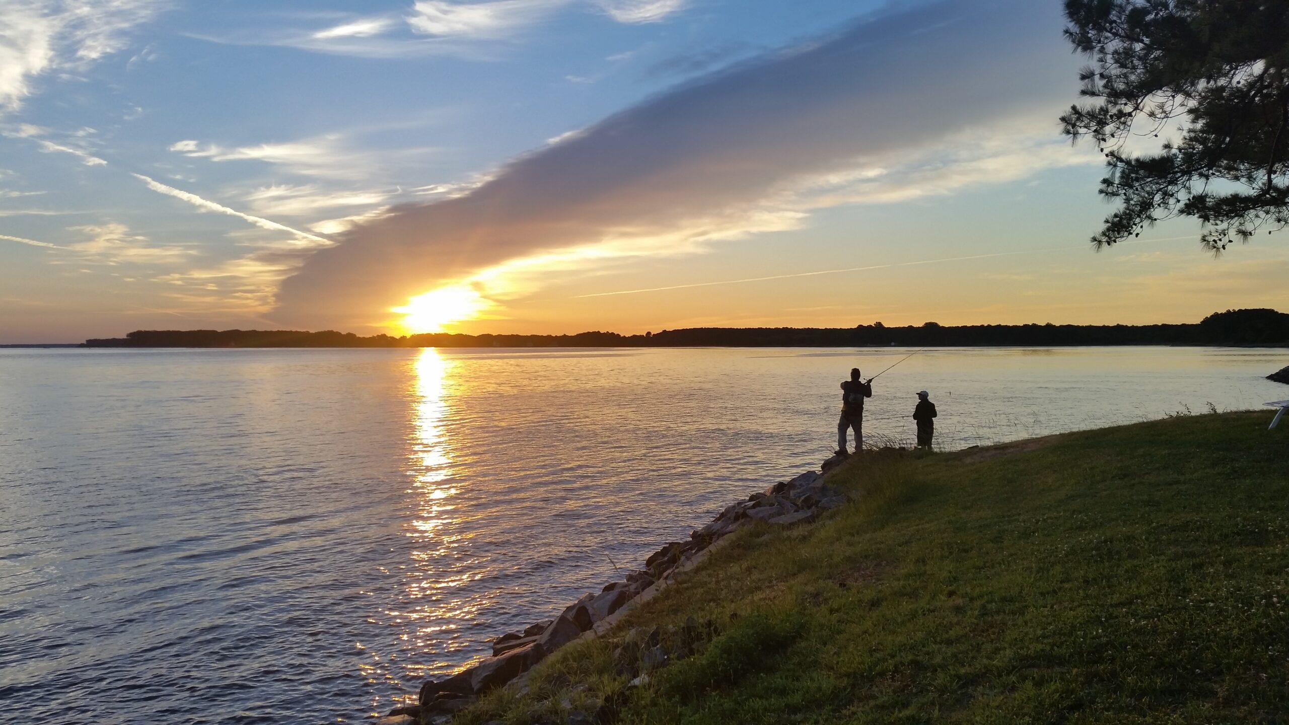 Fishing on Wade's Point at Sunset