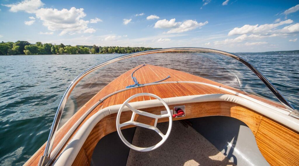 View from the cabin of a boat on the Finger Lakes