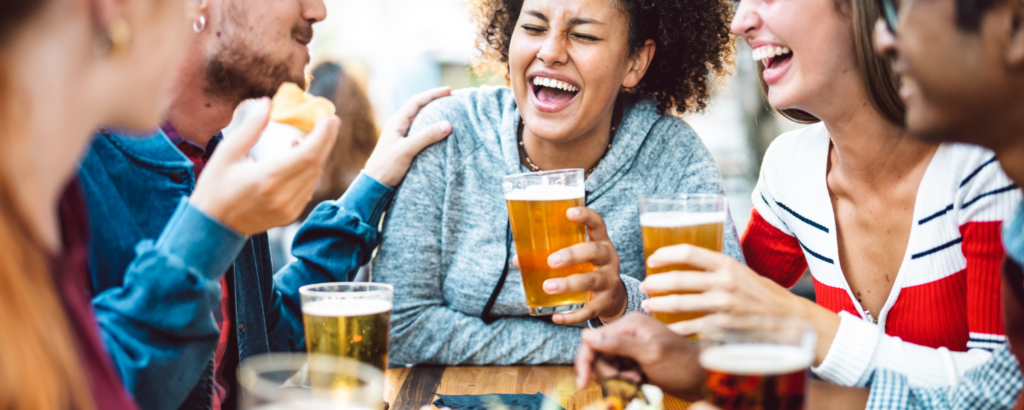 group of friends enjoying beer