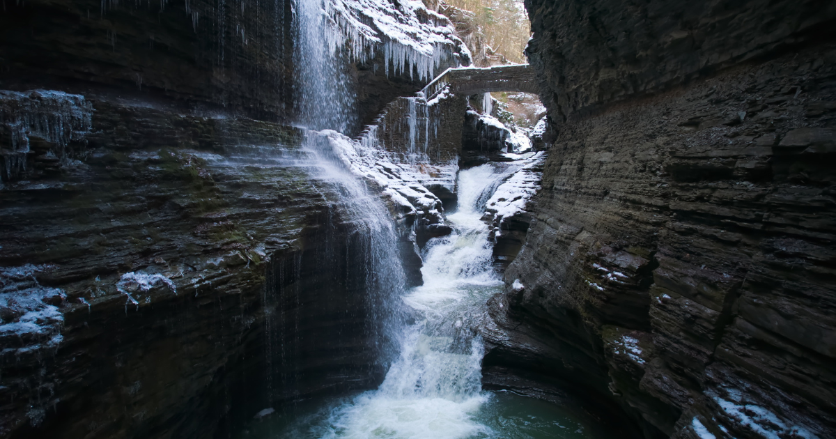 frozen waterfall, Watkins Glen state park, NY