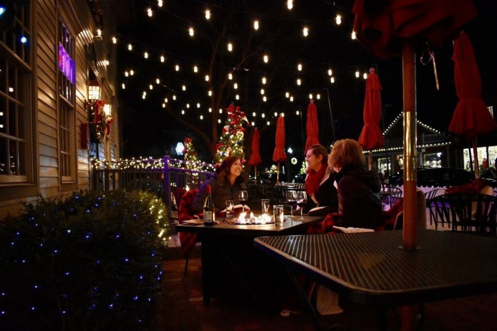 Guests Eating Outside During the Holidays at Brick Street Inn