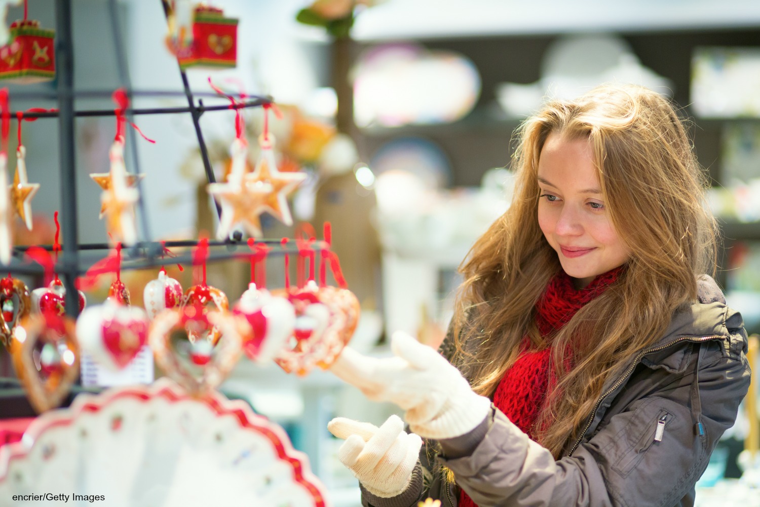 woman at a christmas market | holiday events near Indianapolis, IN
