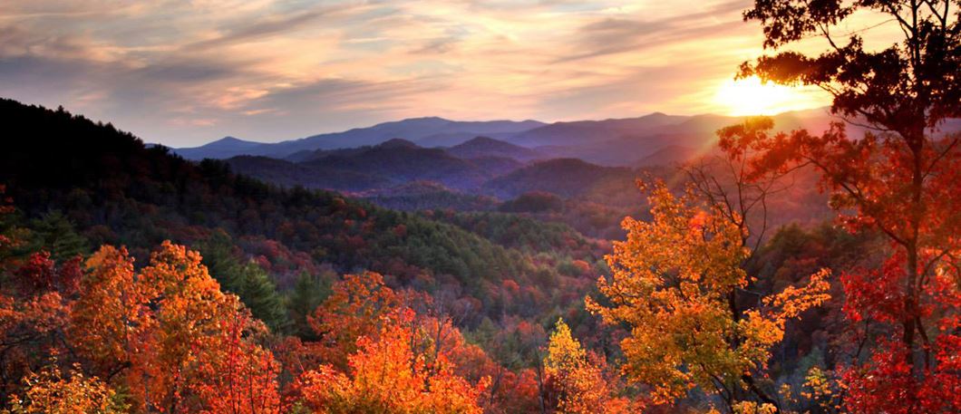 View from Black Rock Mountain at Sunset during the fall