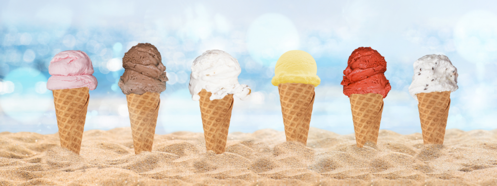 Ice Cream Cones on Beach