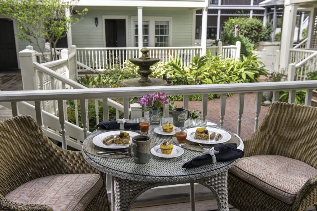 Breakfast on the porch at The Addison on Amelia Island