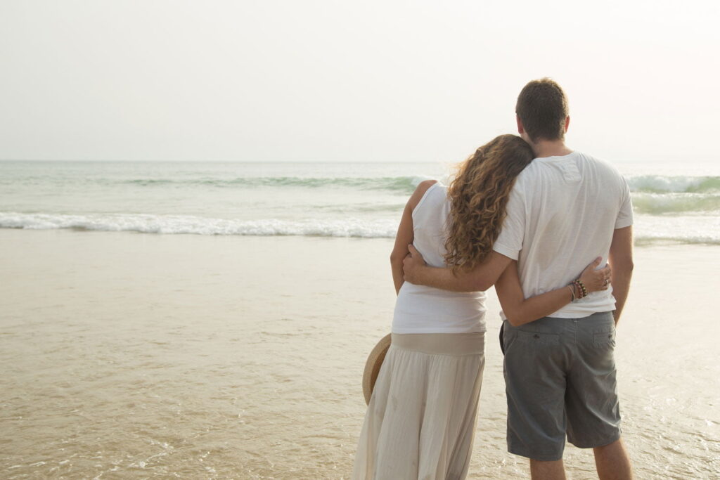 Couple Standing on Beach on Amelia Island