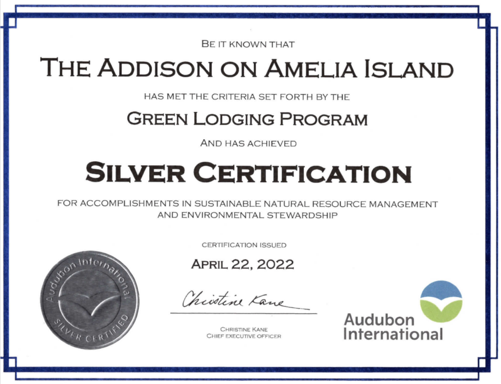 New Audubon International Green Lodging Program Silver Certification