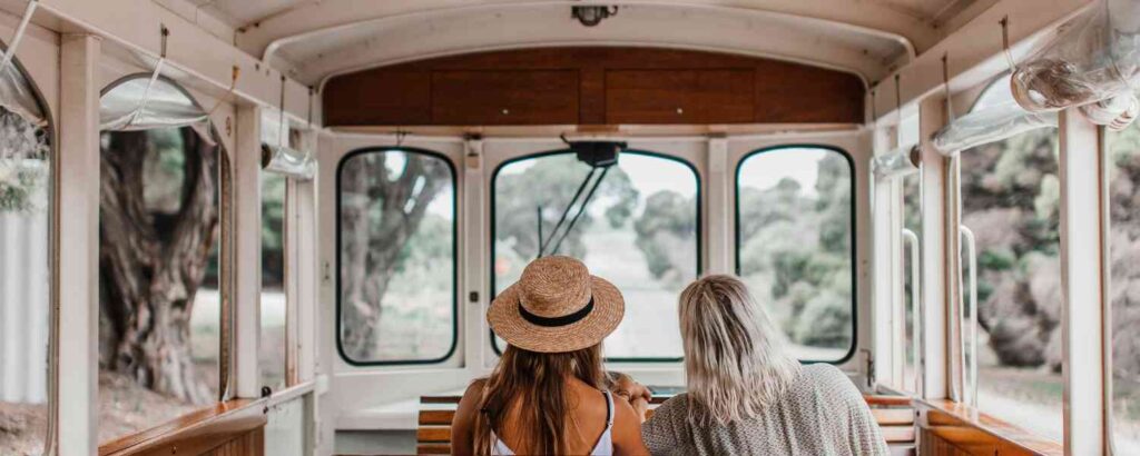 Two women on an Old Bus