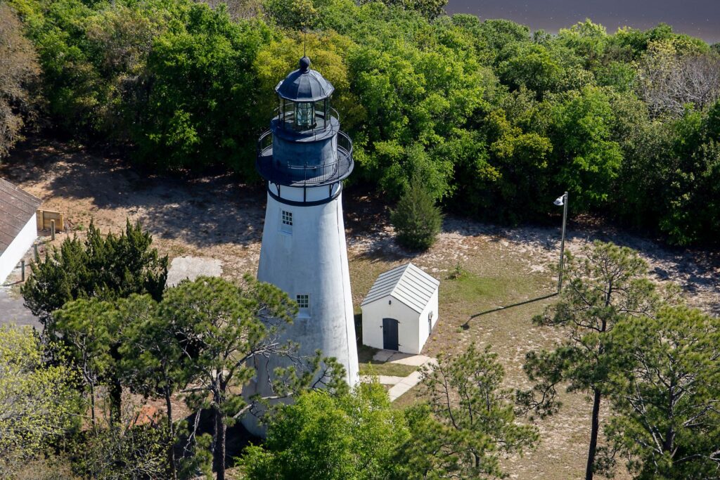 aerial view of the lighthouse on Amelia Island