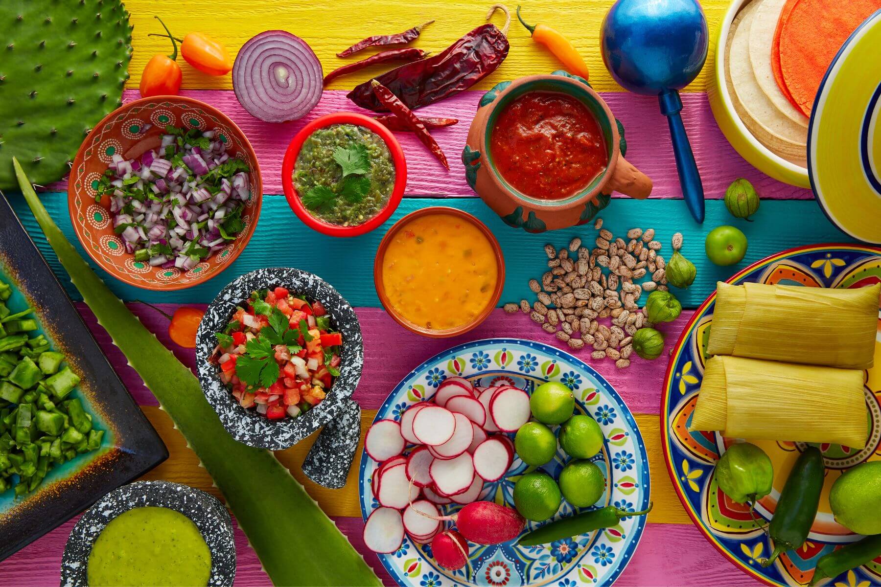 food assortment that may be found at a hispanic heritage festival