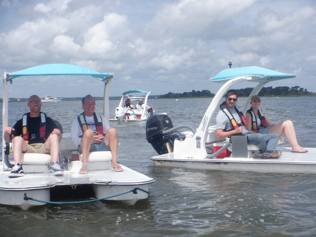 Family enjoying a day on the water with backwater cat tours.