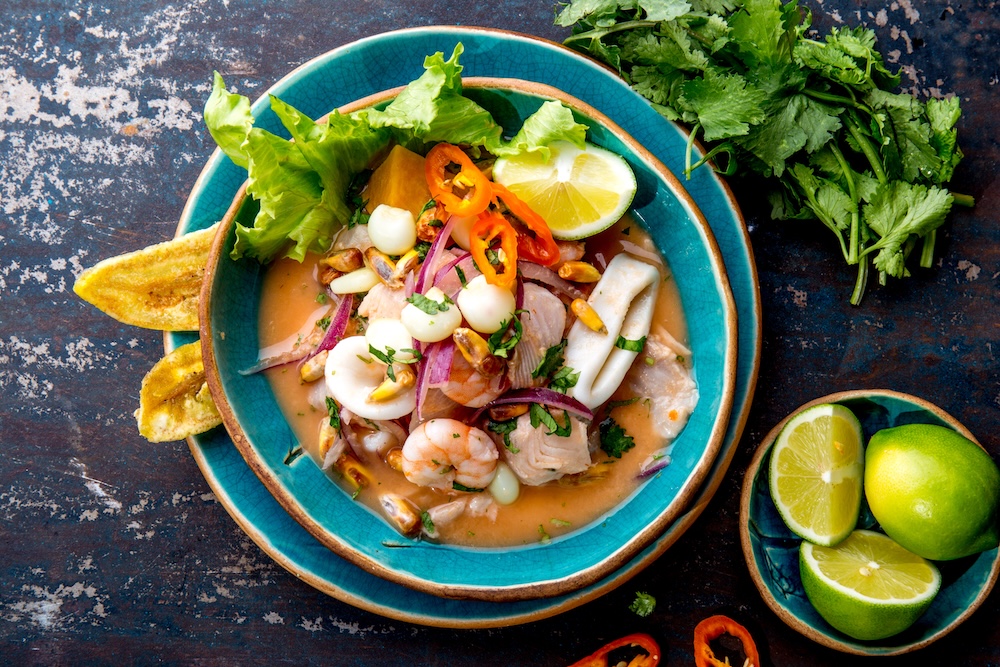 Ceviche on a table