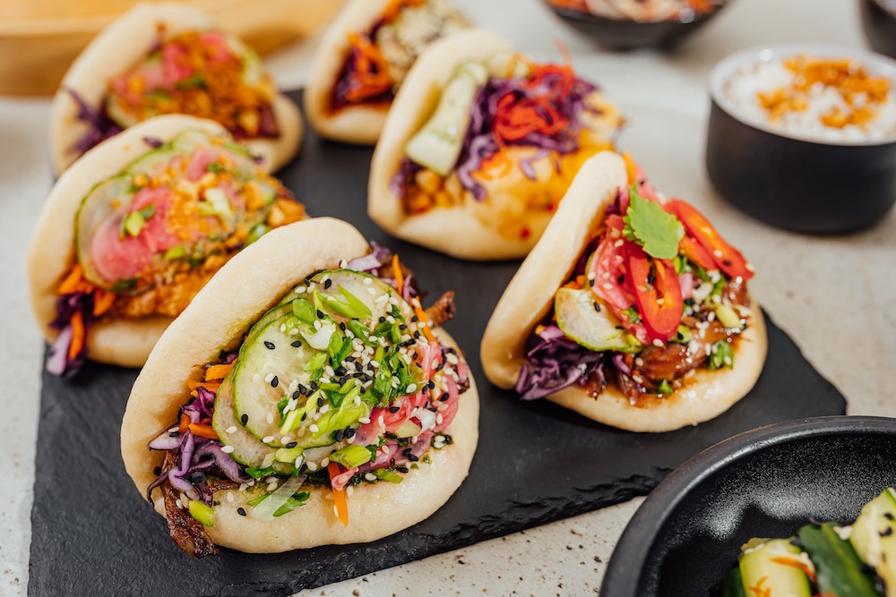 Bao buns served on a platter