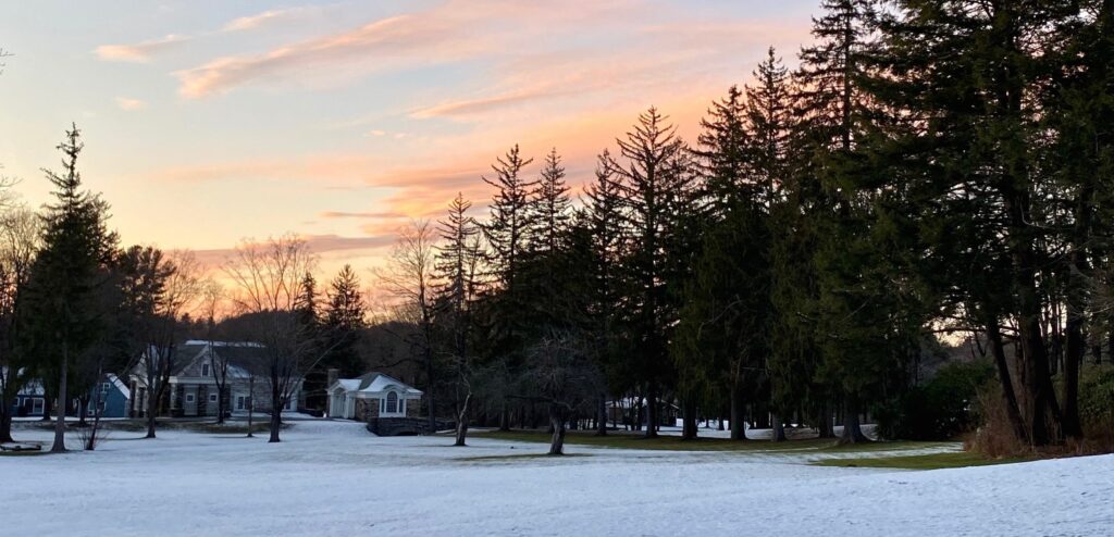 Snowy Sunset at Battell Estate