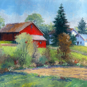 Hilltop Farm | Robin Roberts | 2020 | Oil on Cotton Canvas Board | Image Size 8x10 | Framed Size 11.5x13.5 | $775