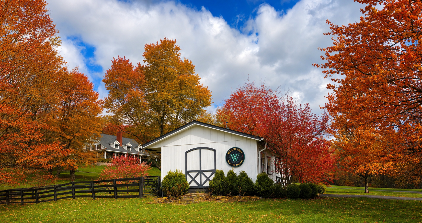 The Barn and Paddock in Autumn at The Welsh Hills Inn.