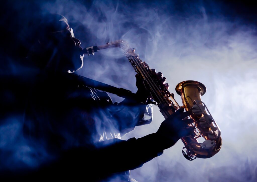 Jazz musician playing the saxophone at the kiawah island jazz festival