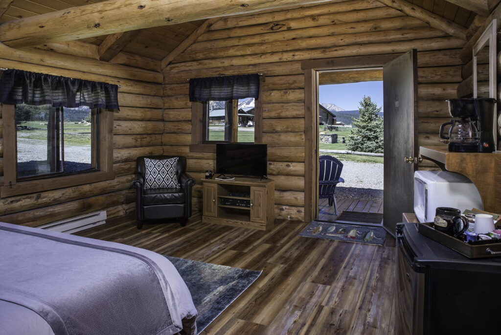 cabin bedroom with view