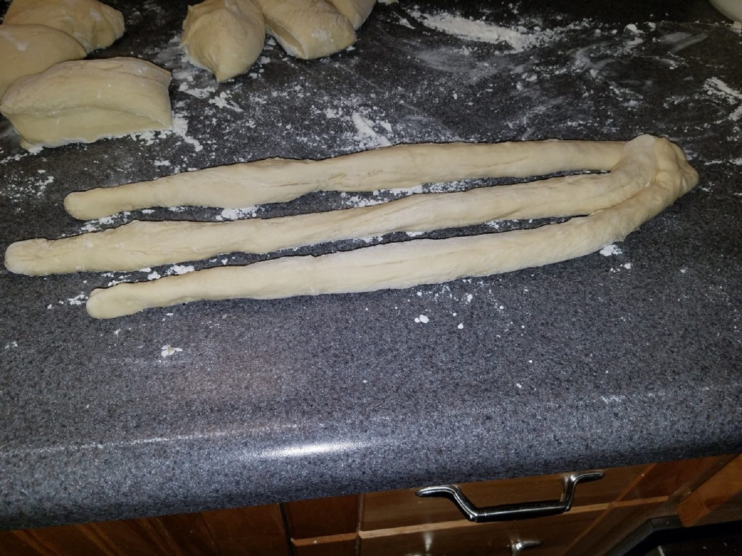 Bread dough rolled out