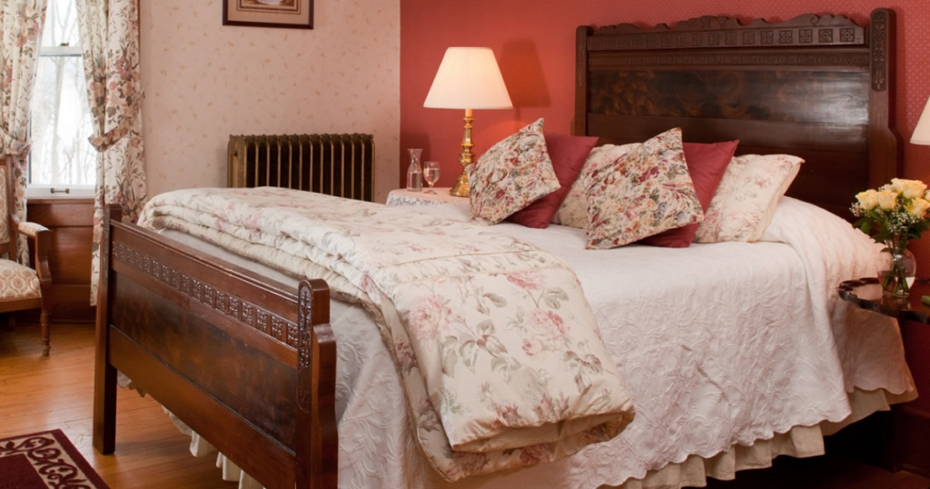 pretty guest room at bed and breakfast