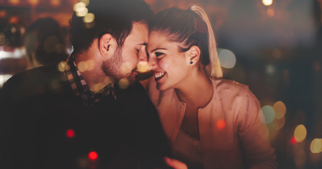 romantic couple at restaurant