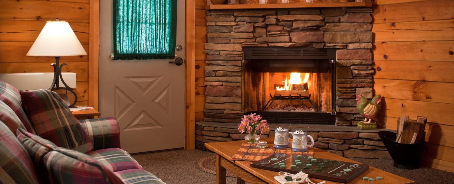 White Oak Inn log cabin living area