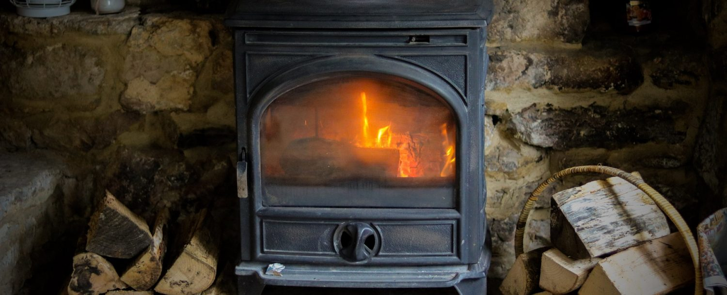 Close up of wood burning stove
