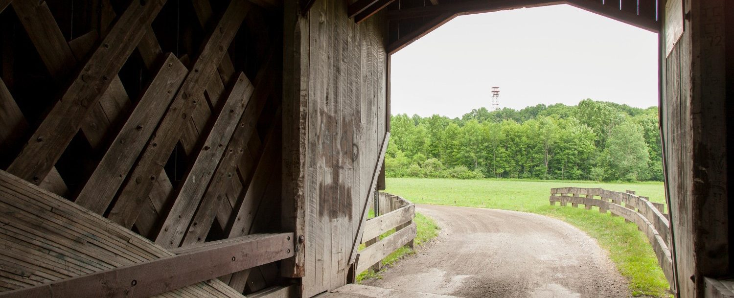 Picture of covered bridge from inside