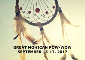 Great Mohican Pow-Wow graphic with dreamcatcher picture in background