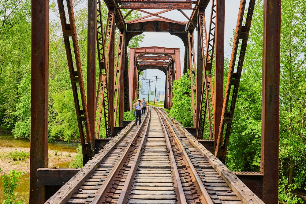 Kokosing Trail and iron railroad in Ohio
