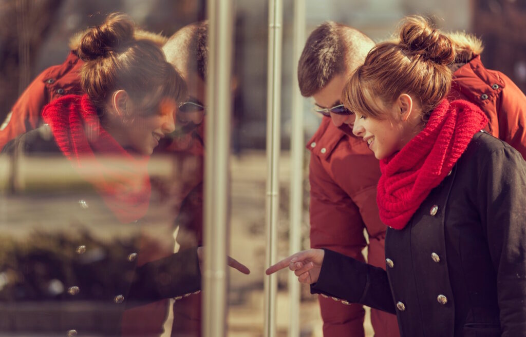 Couple window shopping