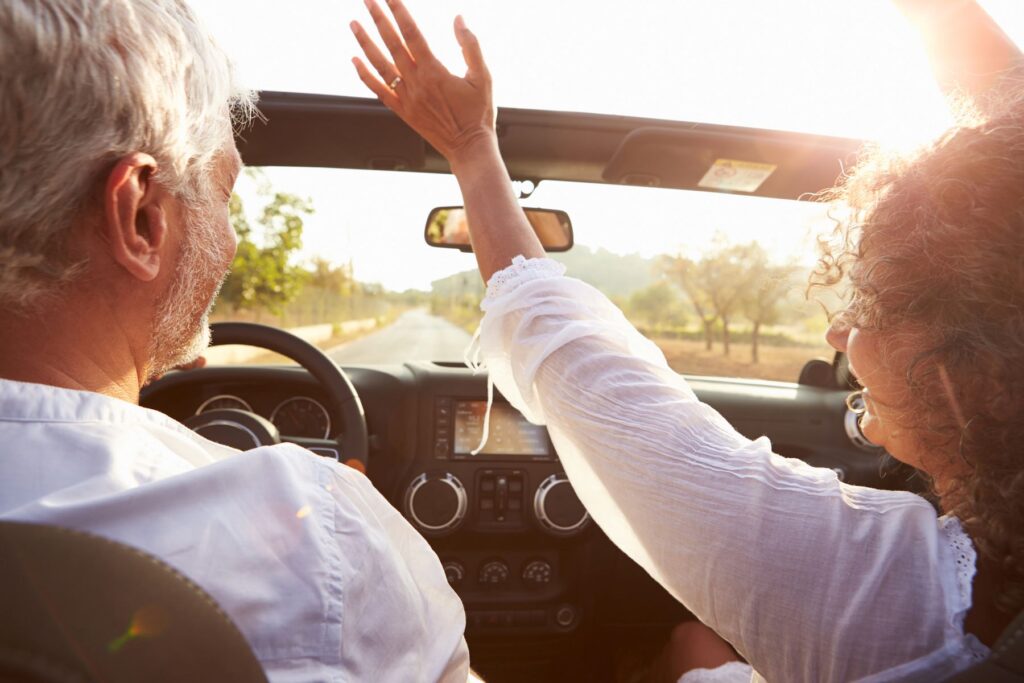 Older couple on a road trip.