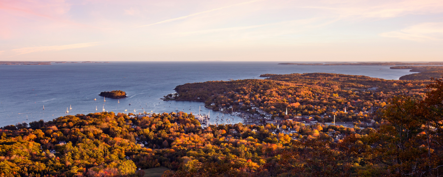 Bird's eye view of Camden, Maine