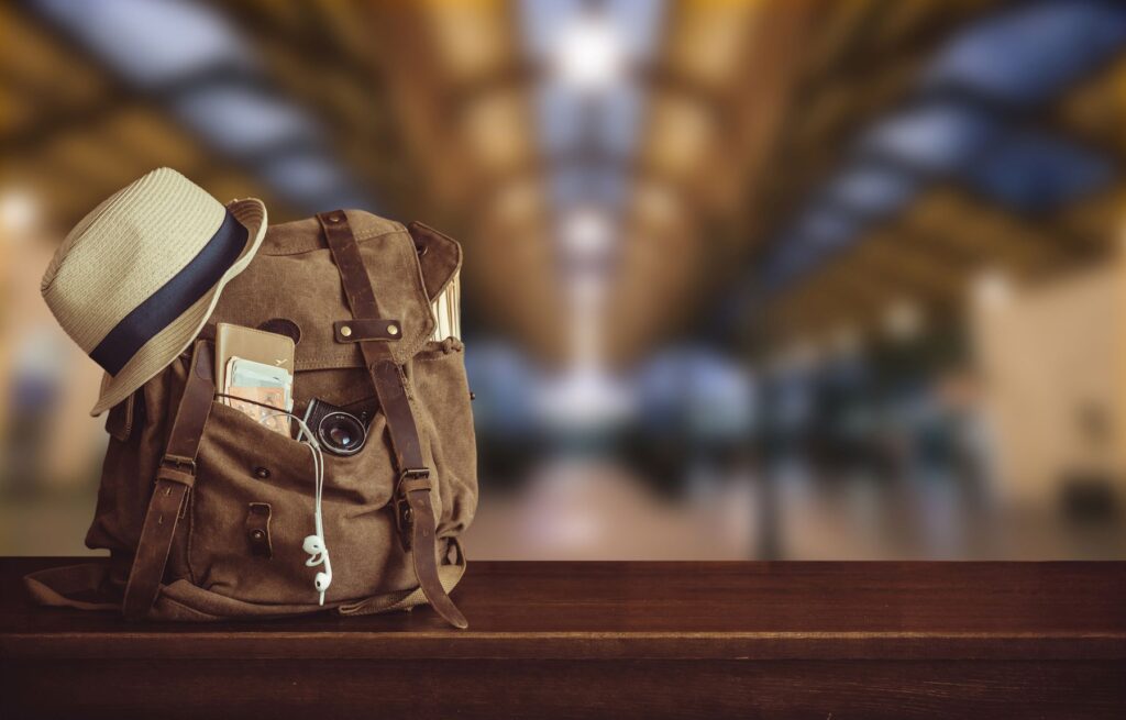 Bag at a train station