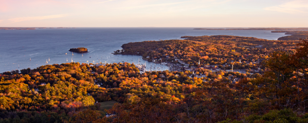 overview of the changing colors in Camden, Maine