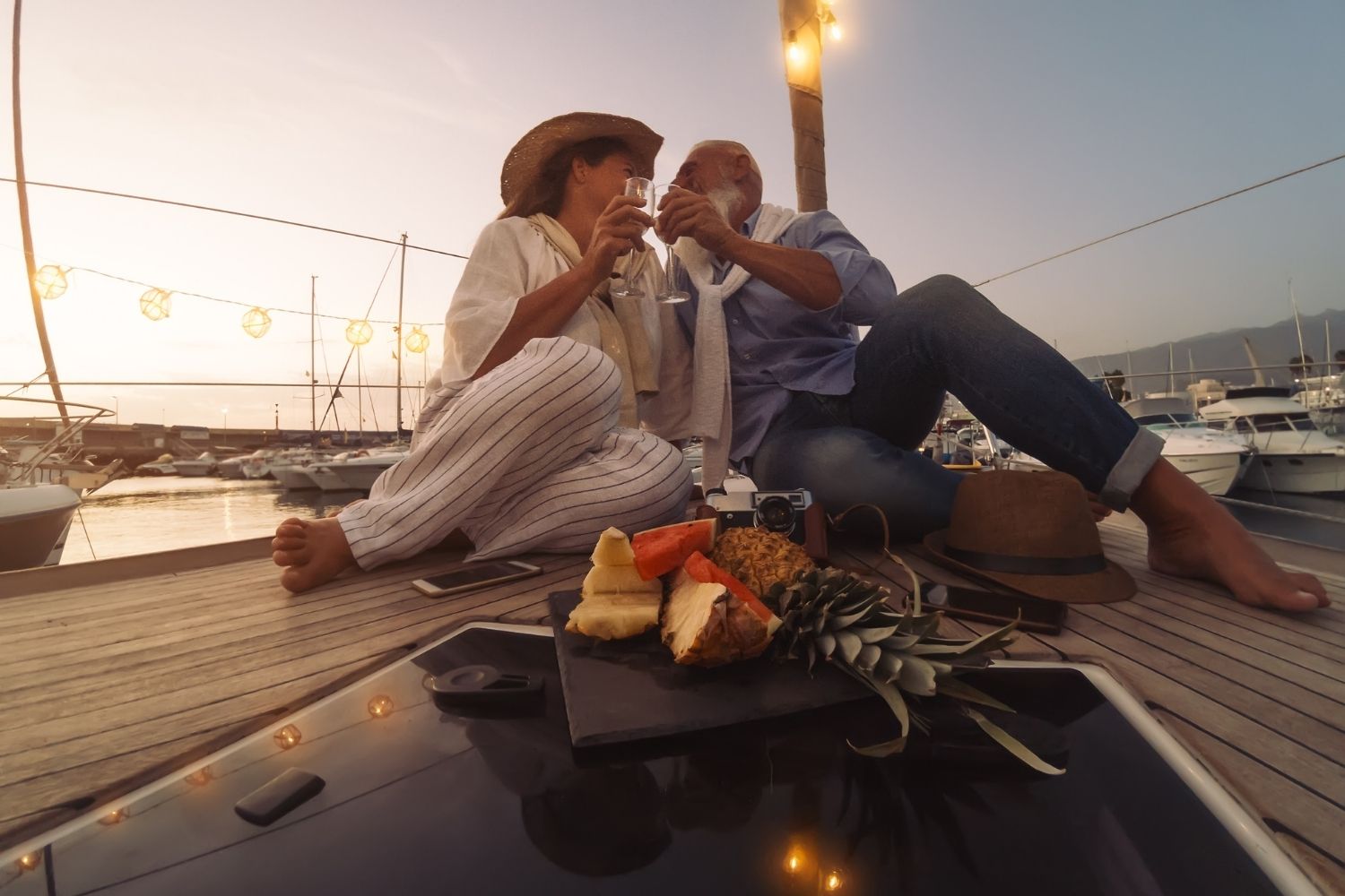 Couple on a sailboat