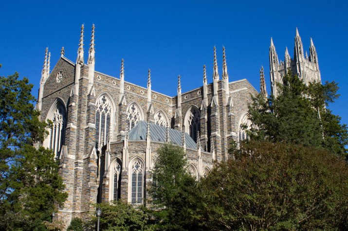 Duke University Chapel is located on the campus of Duke University in Durham North Carolina and seats 1800 people.
