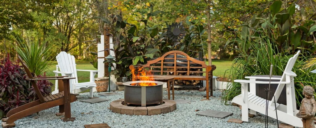 Firepit and Seating in Garden of Arrowhead