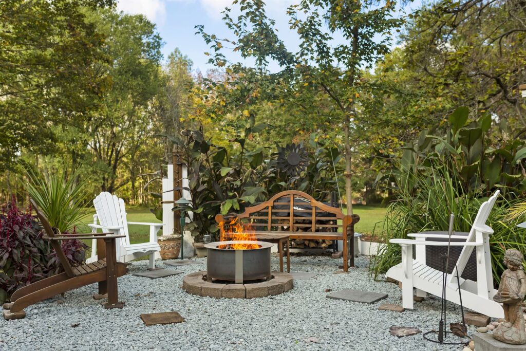 Fire Pit and Seating in Garden