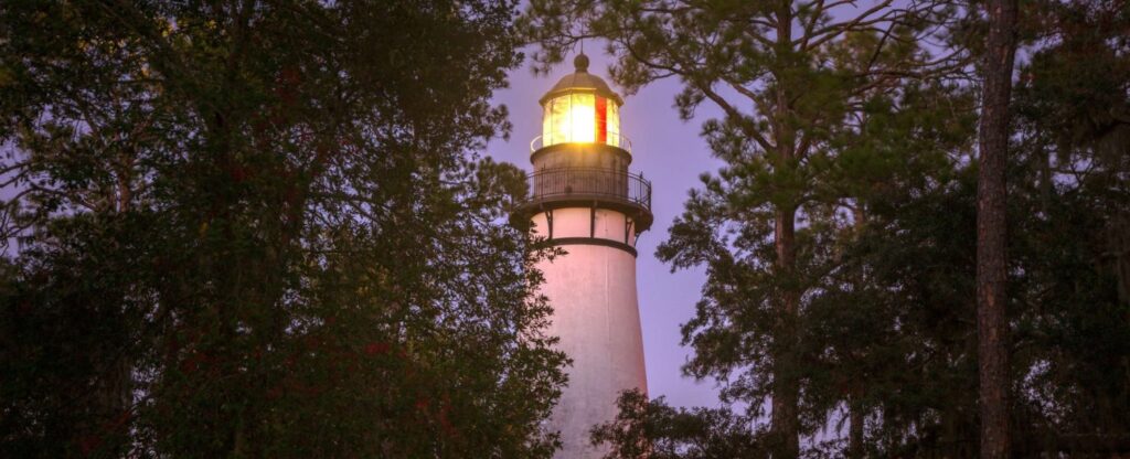 Lighthouse on Amelia Island looking spooky