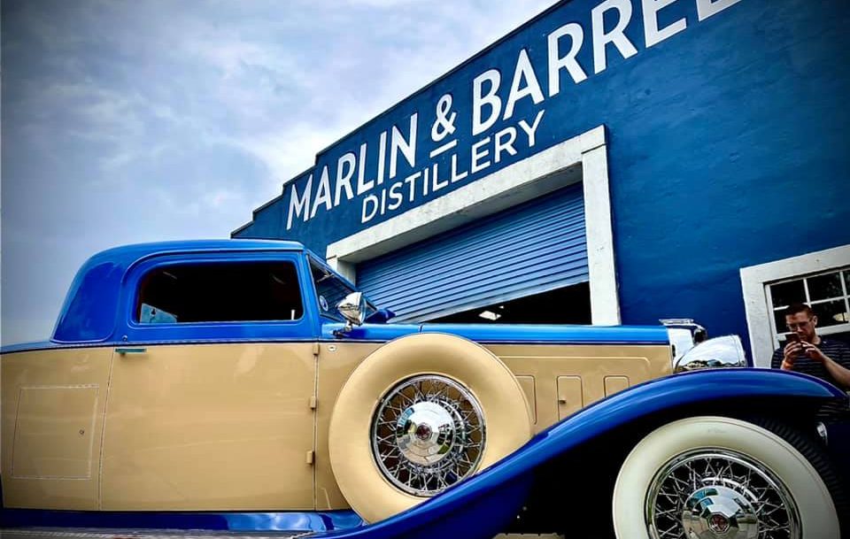 Classic car in front of Marlin & Barrel Distillery