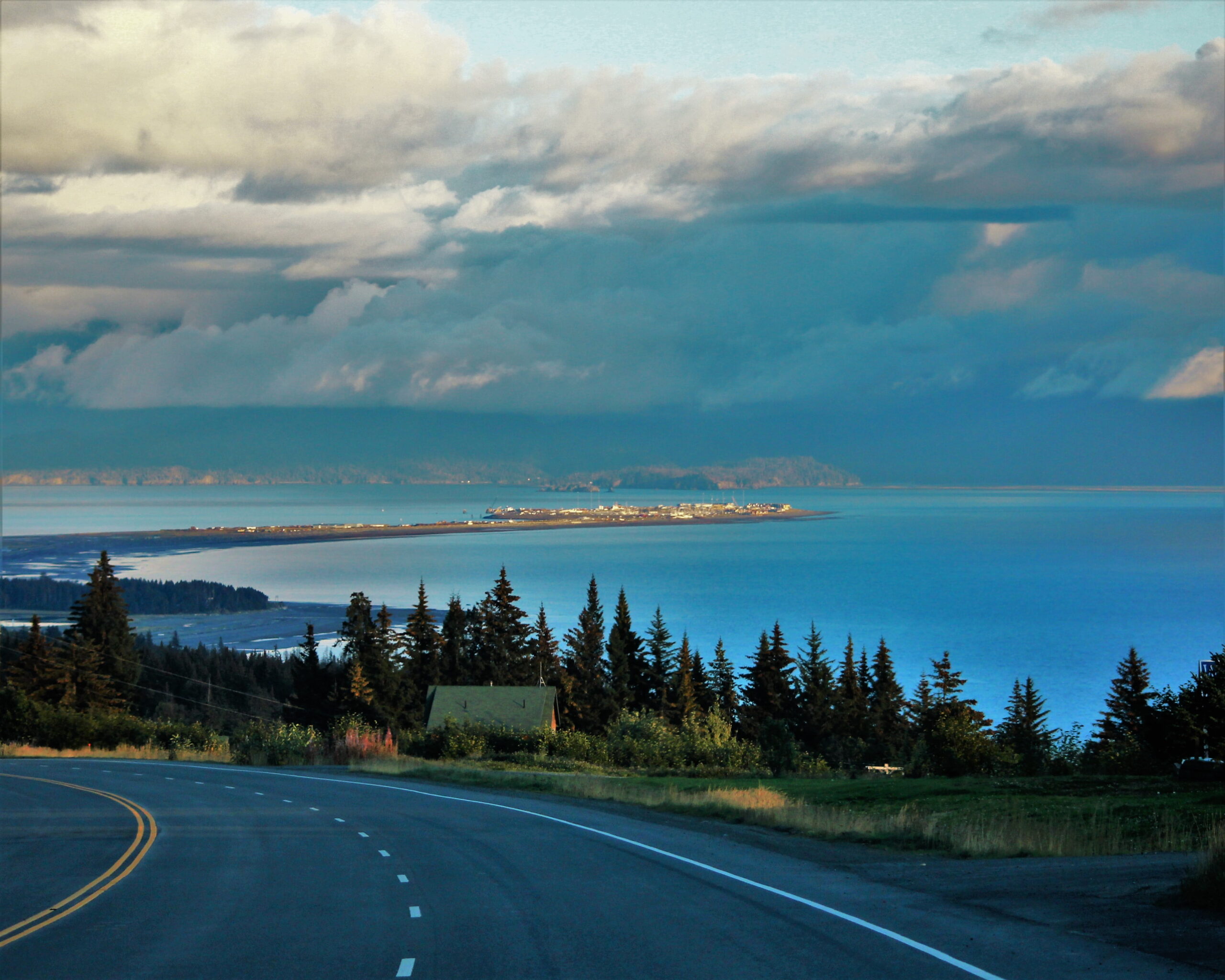 View of Baycrest Hill coming into Homer, AK.