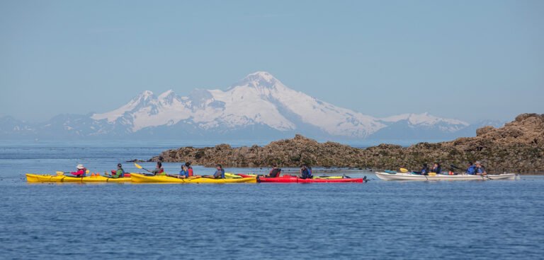 people on kayak tour in alaska