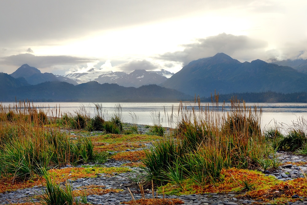 Kachemak Bay with mountains in the background